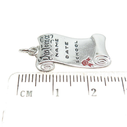 925 Sterling Silver Vintage Enamel Diploma Graduation Charm Pendant