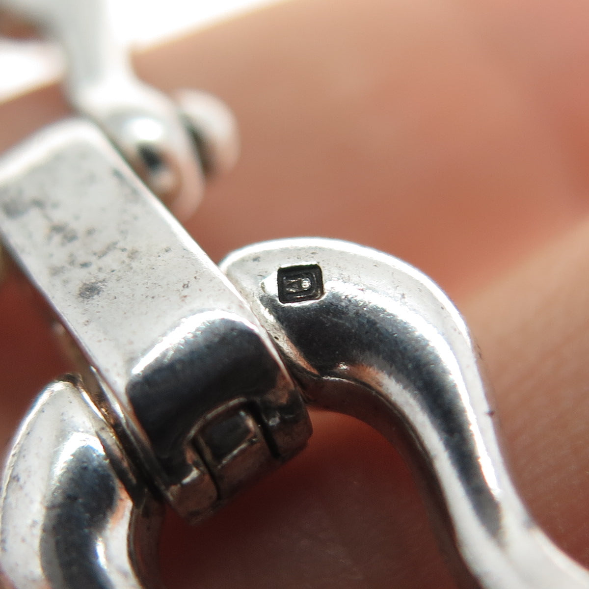 925 Sterling Silver Vintage Italy Modernist Horseshoe Chain Necklace 16"