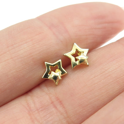 925 Sterling Silver Gold Plated Star Stud Earrings