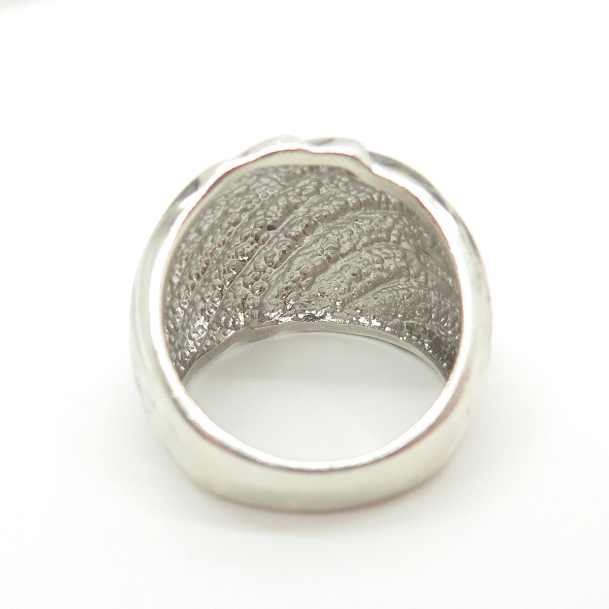 925 Sterling Silver Vintage Modernist Wavy Ribbed Oxidized Ring Size 7