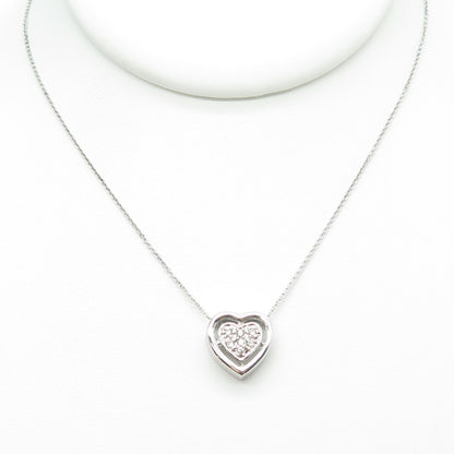 925 Sterling Silver Italy Round-Cut C Z Heart Cable Chain Necklace 16"