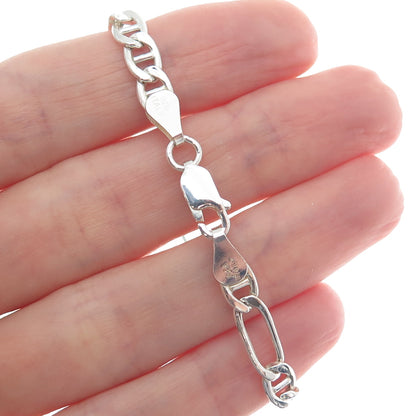 DANECRAFT 925 Sterling Silver Italy Figaro Link Bracelet 7.25"