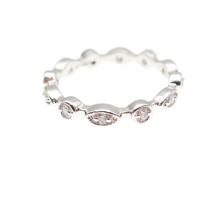 925 Sterling Silver Round-Cut C Z All Around Band Ring Size 6