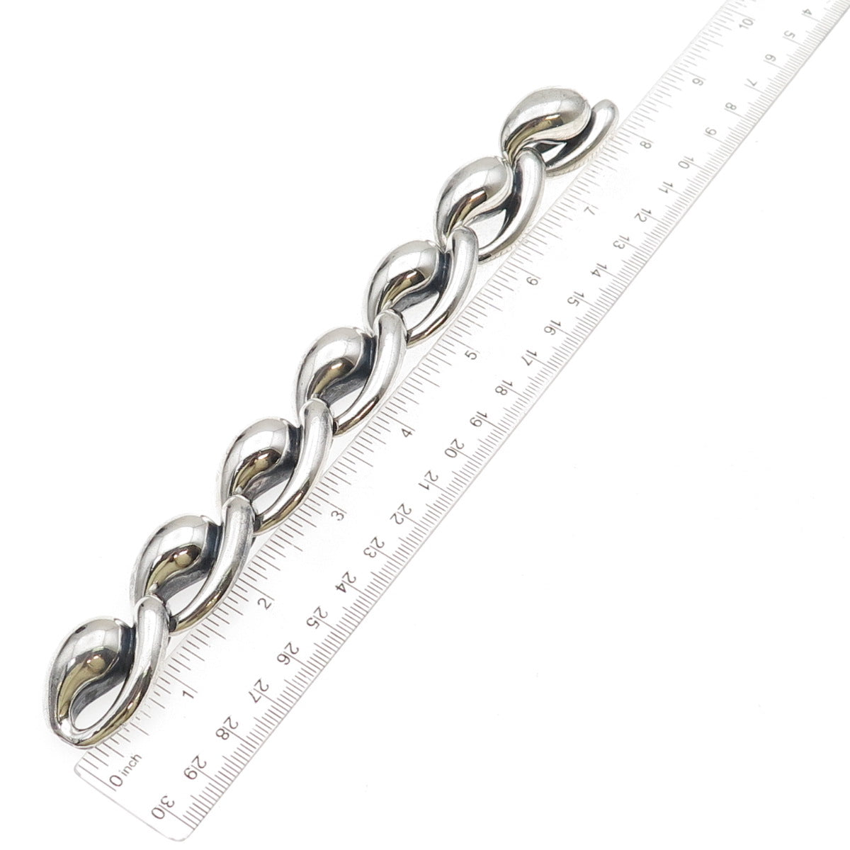 925 Sterling Silver Vintage Modernist Oxidized Bracelet 7.25"