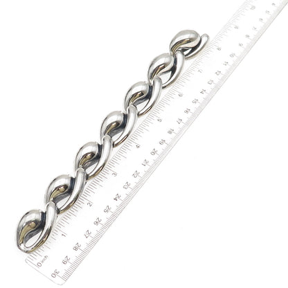 925 Sterling Silver Vintage Modernist Oxidized Bracelet 7.25"