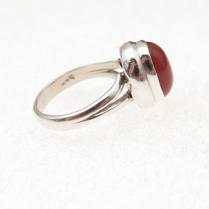 925 Sterling Silver Vintage Real Cabochon Carnelian Oxidized Ring Size 6