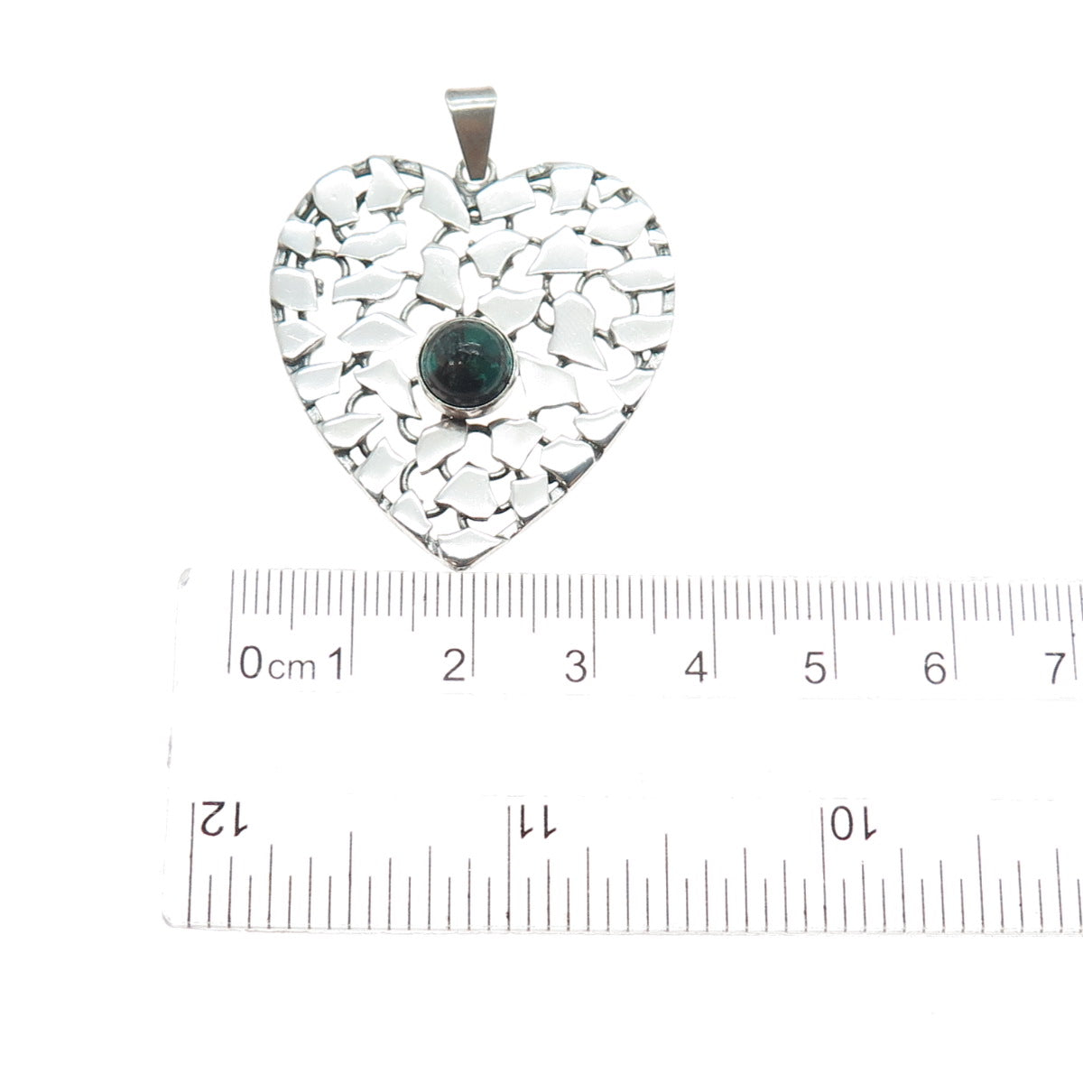925 Sterling Silver Vintage Israel Real Eilat Modernist Heart Pendant