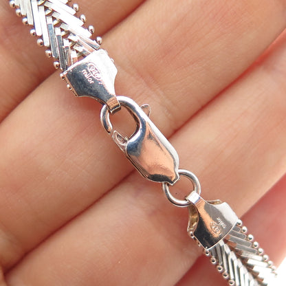 MILOR Sterling Silver 2-Tone Vintage Italy Riccio Chevron Link Bracelet 6.75"