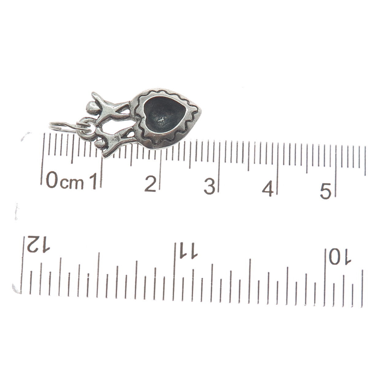 ANNI + CO 925 Sterling Silver Vintage Children Heart Oxidized Minimalist Pendant