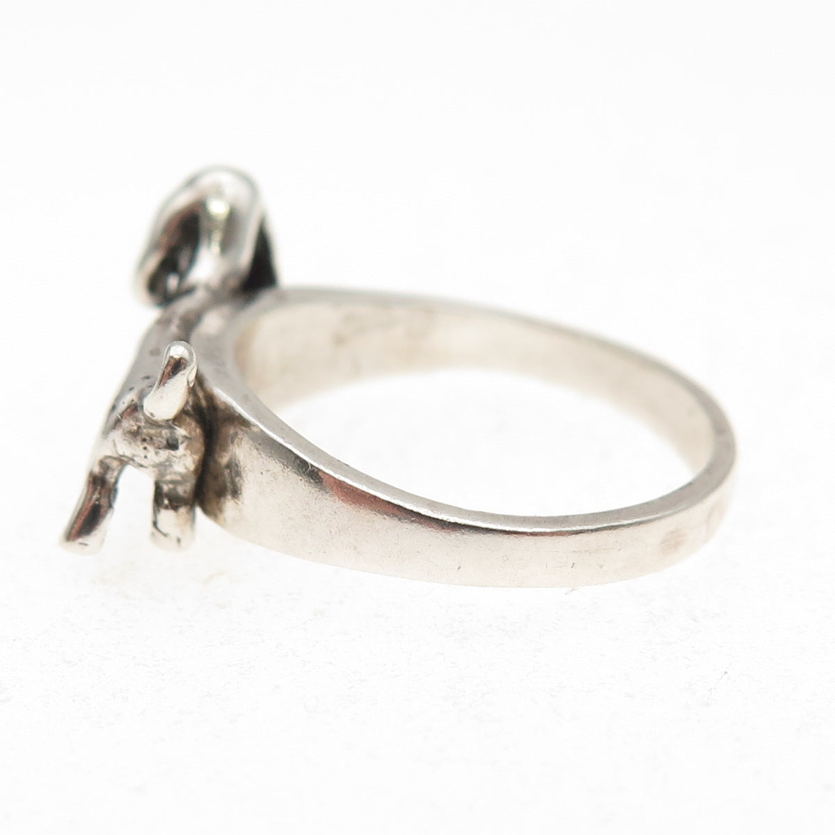925 Sterling Silver Vintage Basset Hound Dog Oxidized Ring Size 7.5