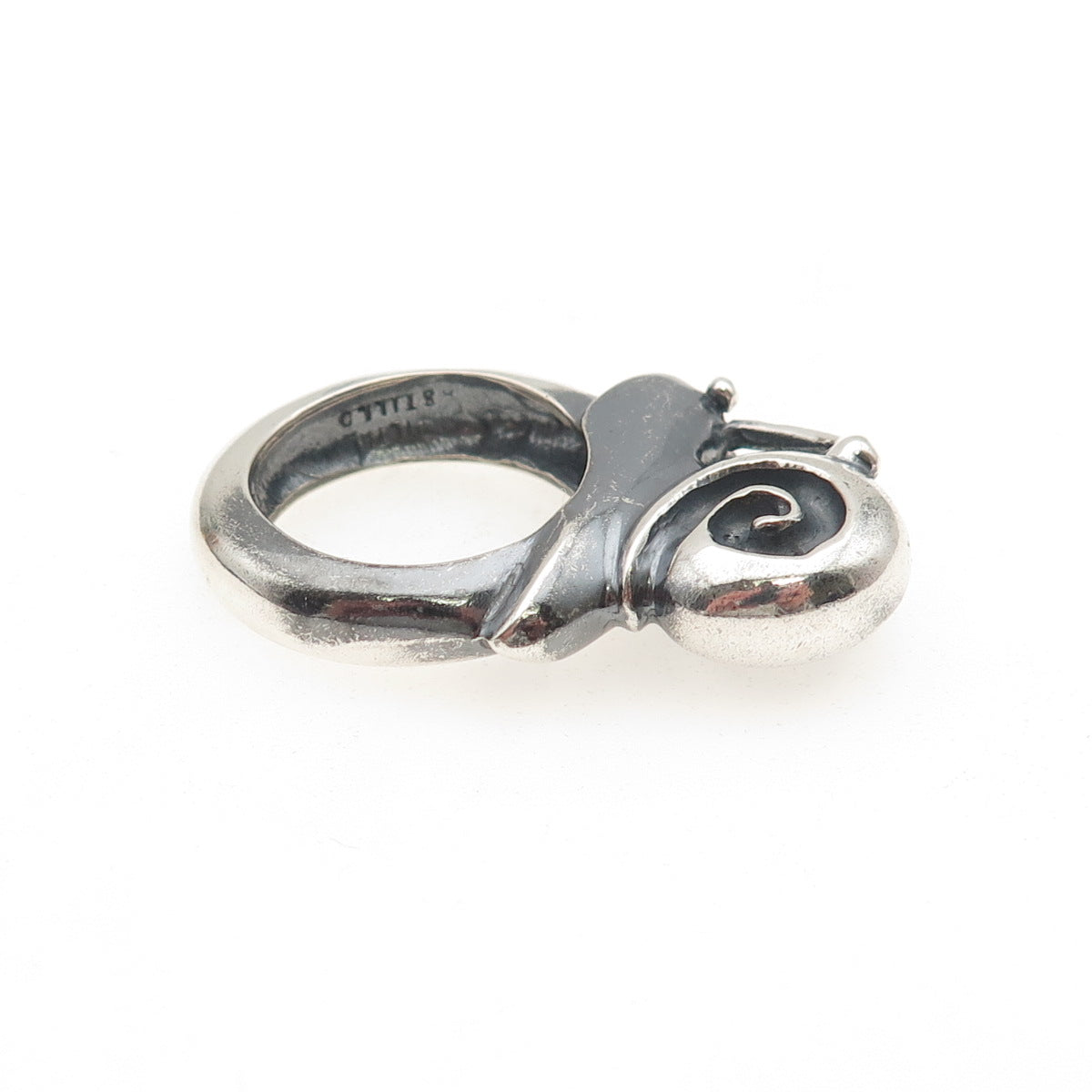 Emilia Castillo 925 Sterling Silver Vintage Mexico Snail Oxidized Ring Size 7.5