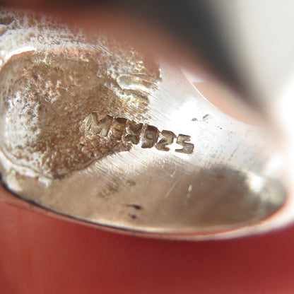 925 Sterling Silver Vintage Mexico Modernist Dome Oxidized Ring Size 6.5