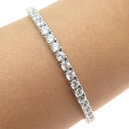 925 Sterling Silver Round-Cut C Z Tennis Link Bracelet 7.75"