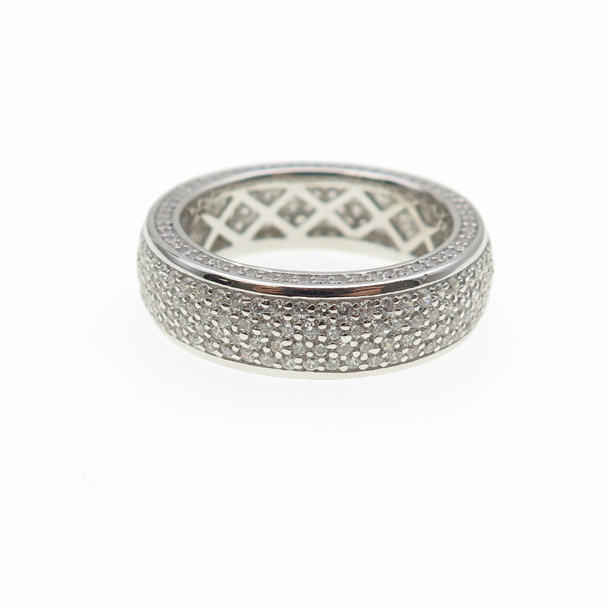 925 Sterling Silver Round-Cut C Z Eternity Band Ring Size 7.25