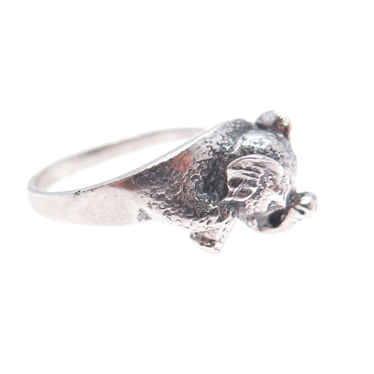 925 Sterling Silver Vintage Elephant Oxidized Ring Size 8.75