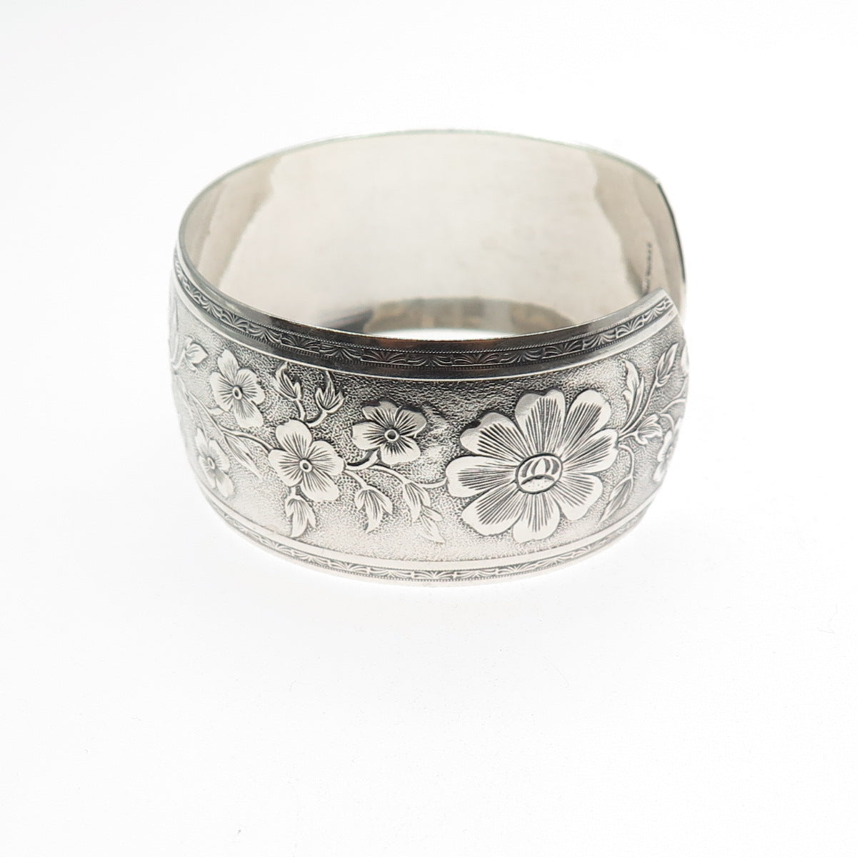 DANECRAFT 925 Sterling Silver Antique Art Deco Flower Adjustable Bracelet 6.5"
