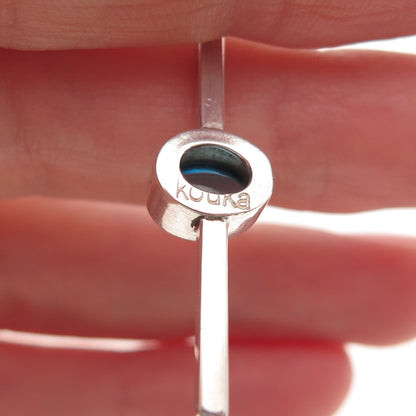 Judy Kouka 925 Sterling Silver Vintage Real London Blue Topaz Dangle Earrings