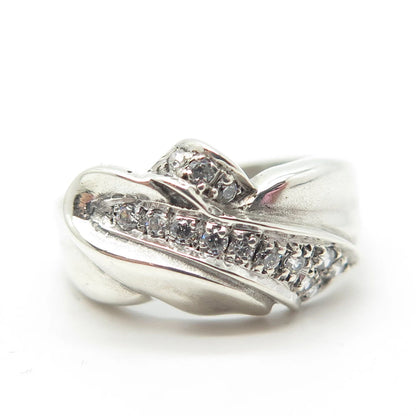 925 Sterling Silver Vintage White C Z Cocktail Ring Size 7.25