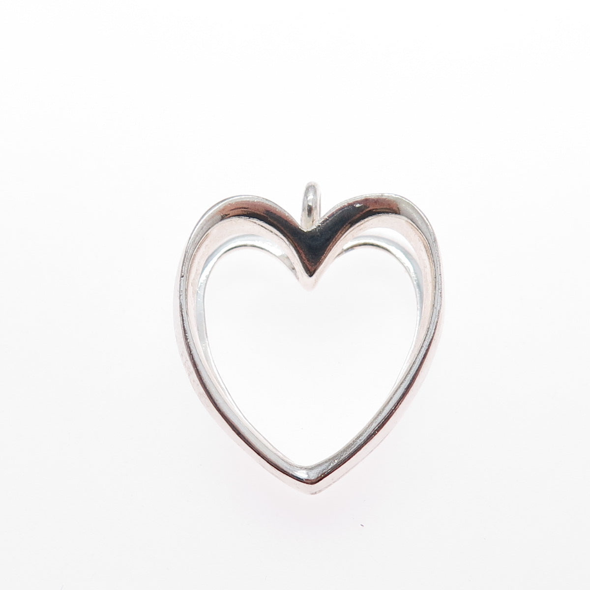 925 Sterling Silver Vintage Modernist Double Heart Charm Pendant