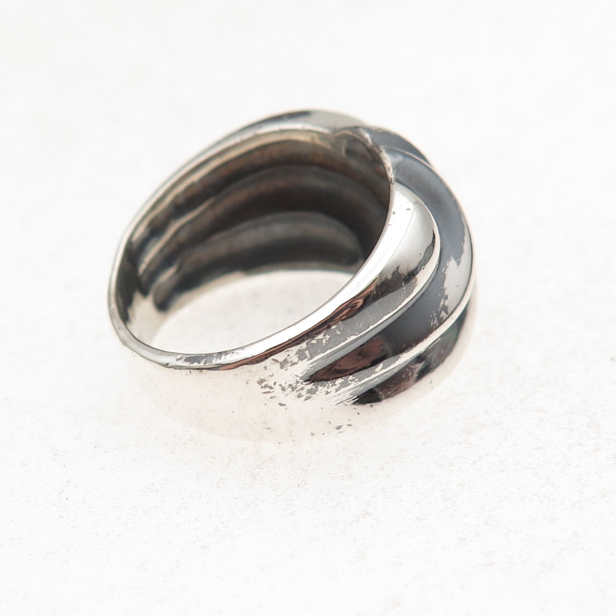Chapal Zenray 925 Sterling Silver Vintage Modernist Oxidized Ring Size 7.5