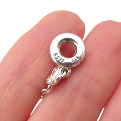 Pandora 925 Sterling Silver C Z Decorative Butterflies Safety Chain Charm
