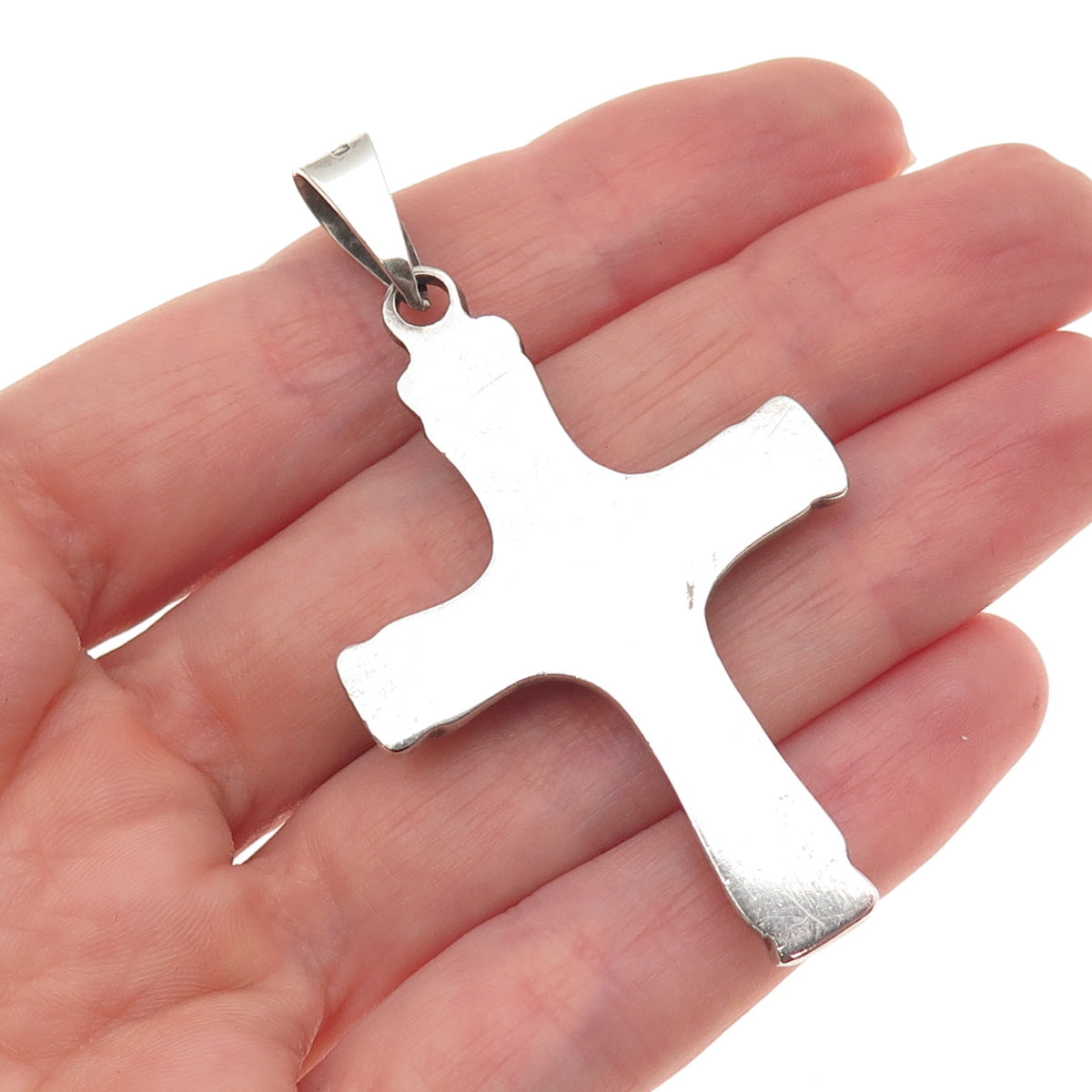 925 Sterling Silver Vintage Mexico Modernist Cross Oxidized Pendant