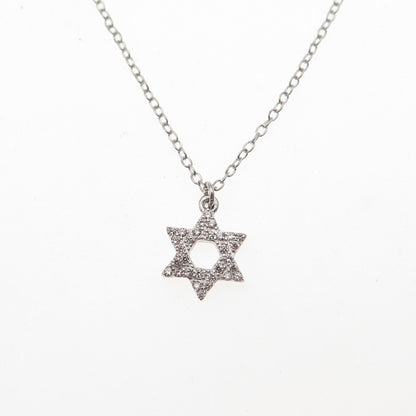 925 Sterling Silver Round-Cut C Z Star of David Cable Chain Necklace 18-20"