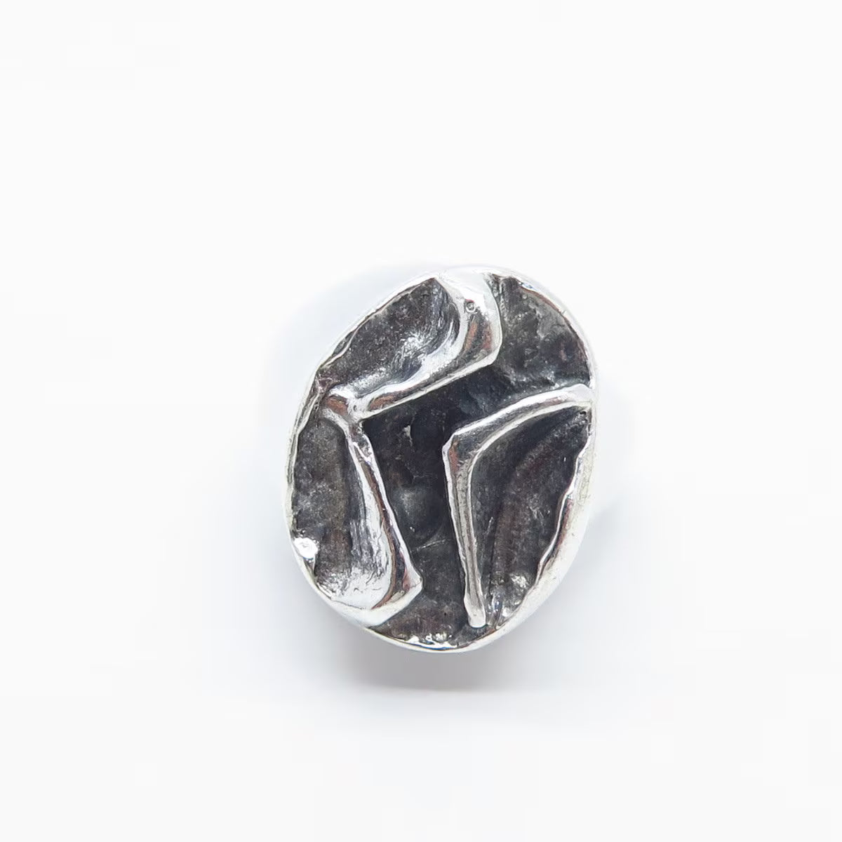 925 Sterling Silver Vintage Wrinkled Oval Ring Size 5.75