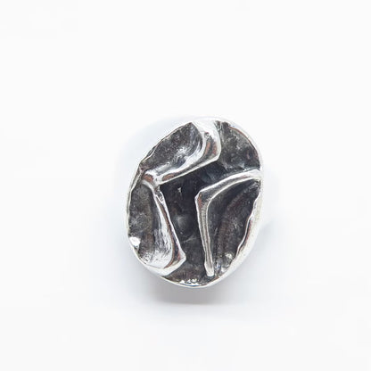 925 Sterling Silver Vintage Wrinkled Oval Ring Size 5.75