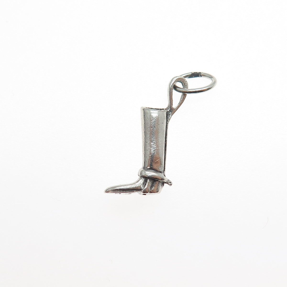 925 Sterling Silver Vintage Horse Riding Boot Oxidized Mini Charm Pendant