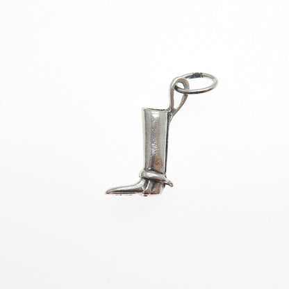 925 Sterling Silver Vintage Horse Riding Boot Oxidized Mini Charm Pendant