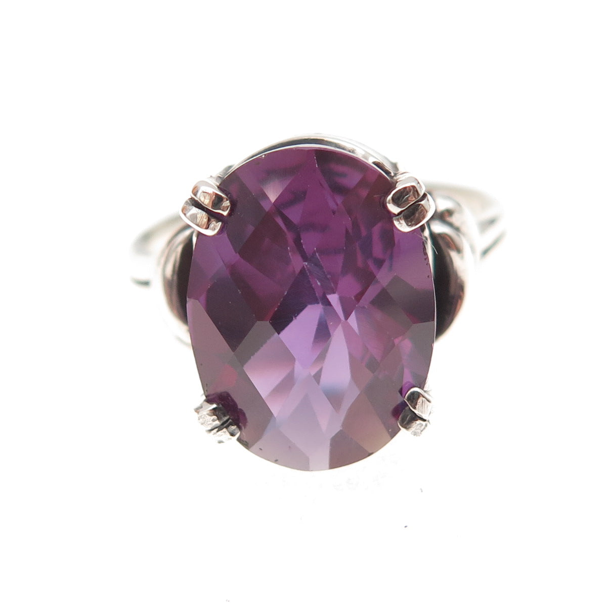 Tommy Long Sterling Silver Vintage Lab-Created Peacock Sapphire Ring Size 10.75