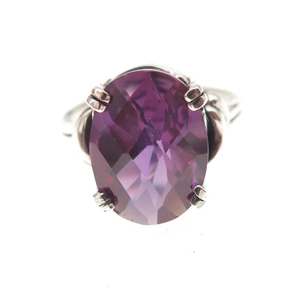 Tommy Long Sterling Silver Vintage Lab-Created Peacock Sapphire Ring Size 10.75
