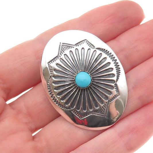 Old Pawn Sterling Silver Vintage Southwestern Turquoise Concho Tribal Bolo Tie