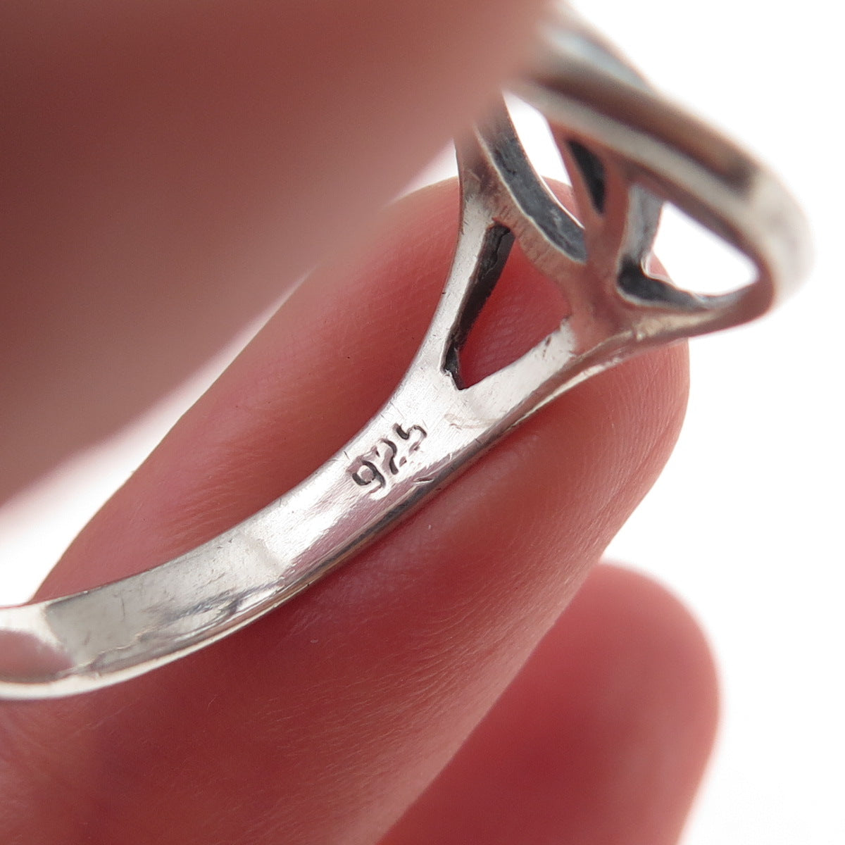 925 Sterling Silver Vintage Pentagram Oxidized Ring Size 13