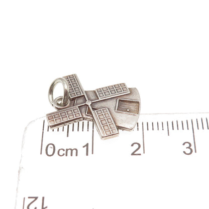 Sook 925 Sterling Silver Vintage Windmill Oxidized Mini Charm Pendant