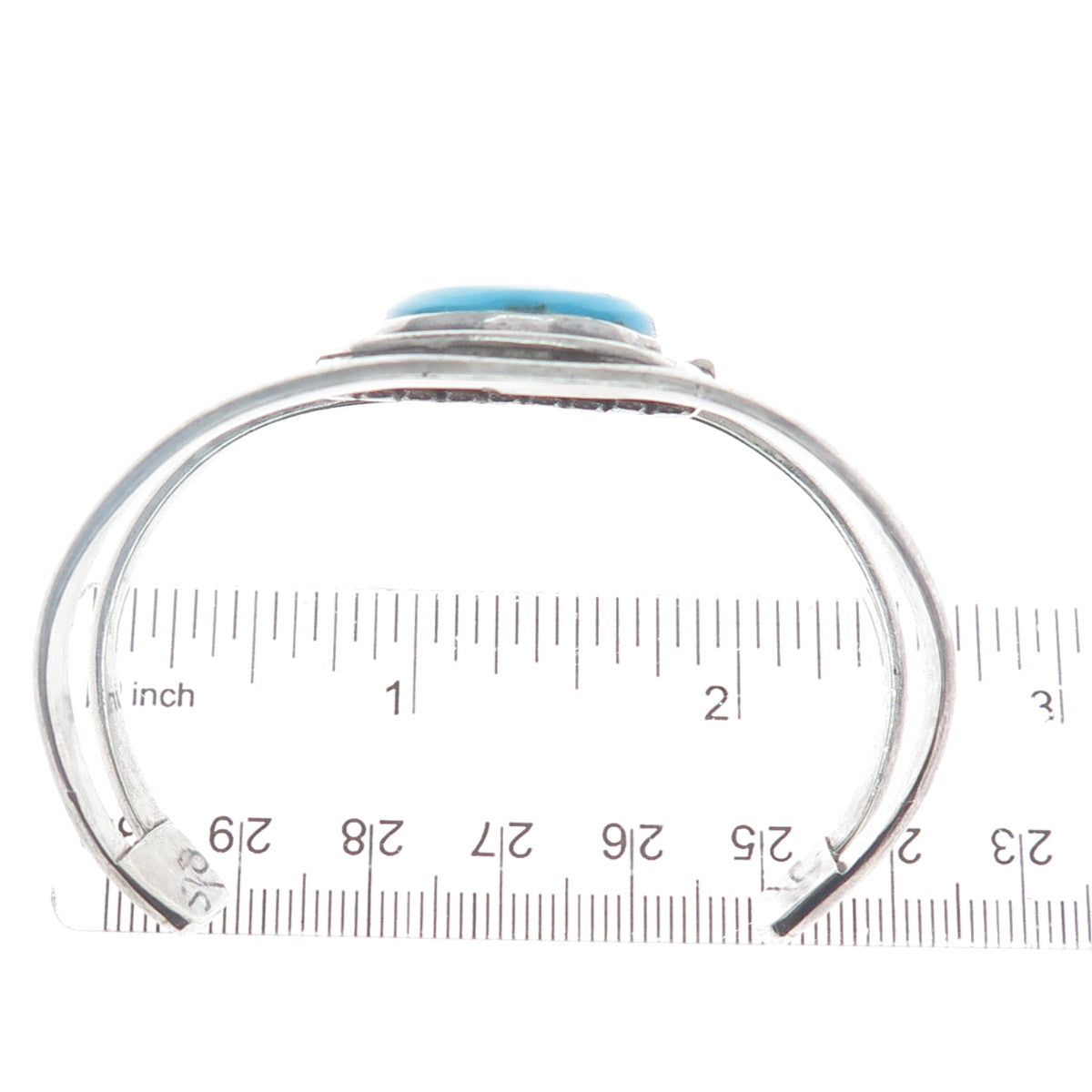 Old Pawn 925 Sterling Silver Vintage Bisbee Turquoise Adjustable Bracelet 6.25"