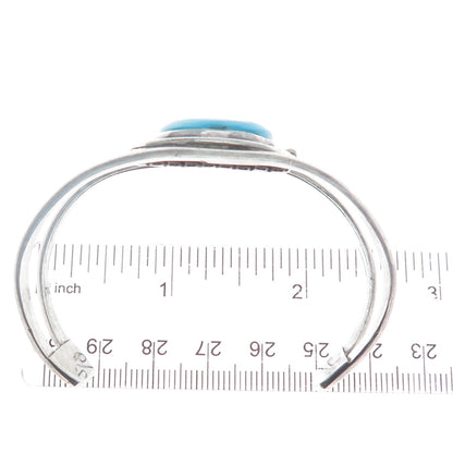 Old Pawn 925 Sterling Silver Vintage Bisbee Turquoise Adjustable Bracelet 6.25"