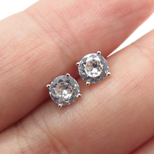 925 Sterling Silver Round-Cut C Z Stud Earrings