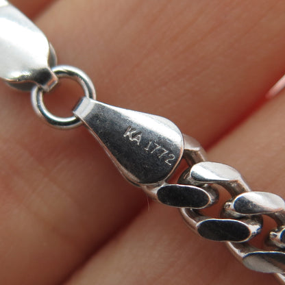 KARIZIA SPA KA-1772 925 Sterling Silver Vintage Italy Cuban Chain Necklace 22"