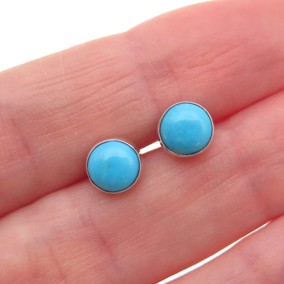 925 Sterling Silver Vintage Real Sleeping Beauty Turquoise Stud Earrings