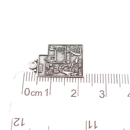 Maisels Indian 925 Sterling Silver Vintage Utah State Map Oxidized Mini Pendant