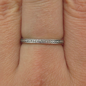 SAMARA SJD Sterling Silver Real Round-Cut Diamond Stackable Band Ring Size 7.25