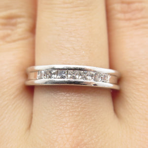 925 Sterling Silver Princess-Cut Shaped C Z Ring Size 6