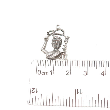 925 Sterling Silver Vintage Scottish Man w/ Snake & Thistle Mini Charm Pendant