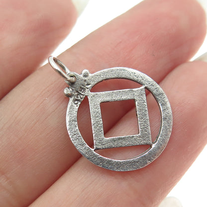 925 Sterling Silver Vintage Geometric Textured Pendant