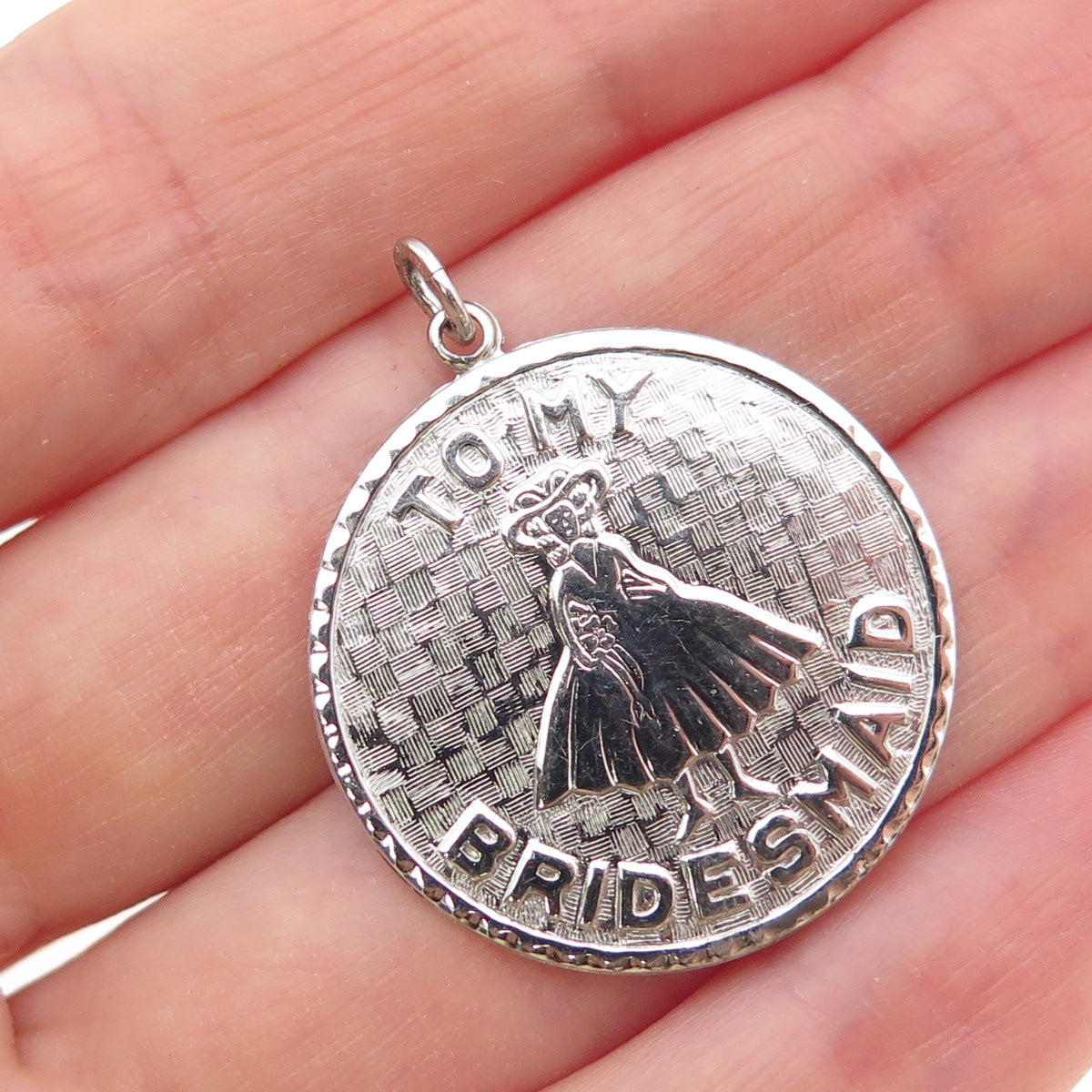 Joseph M. Shanholtz 925 Sterling Silver Vintage To My Bridesmaid Charm Pendant