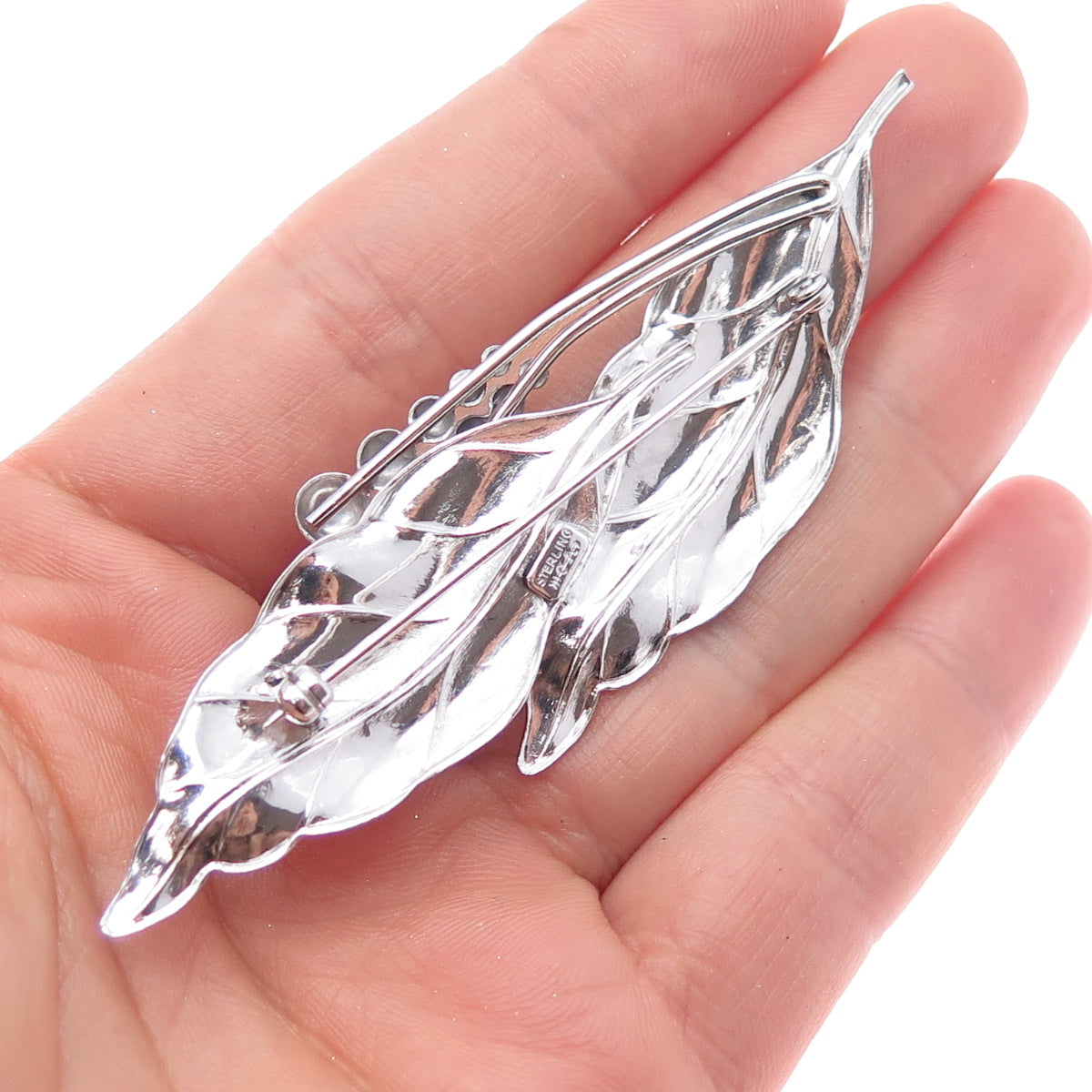 CARL ART 925 Sterling Silver Antique Art Deco Floral Leaf Pin Brooch