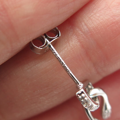 925 Sterling Silver Round-Cut C Z Feather Dangling Earrings