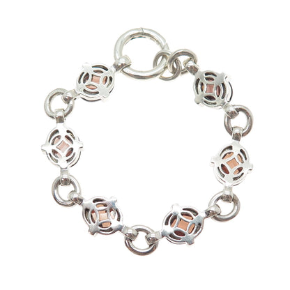 JORG HAMMER 925 Sterling Silver Vintage Smoky C Z Station Link Bracelet 6.5"